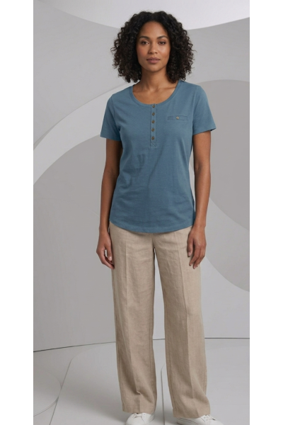 D1053 Camiseta mujer manga corta botones