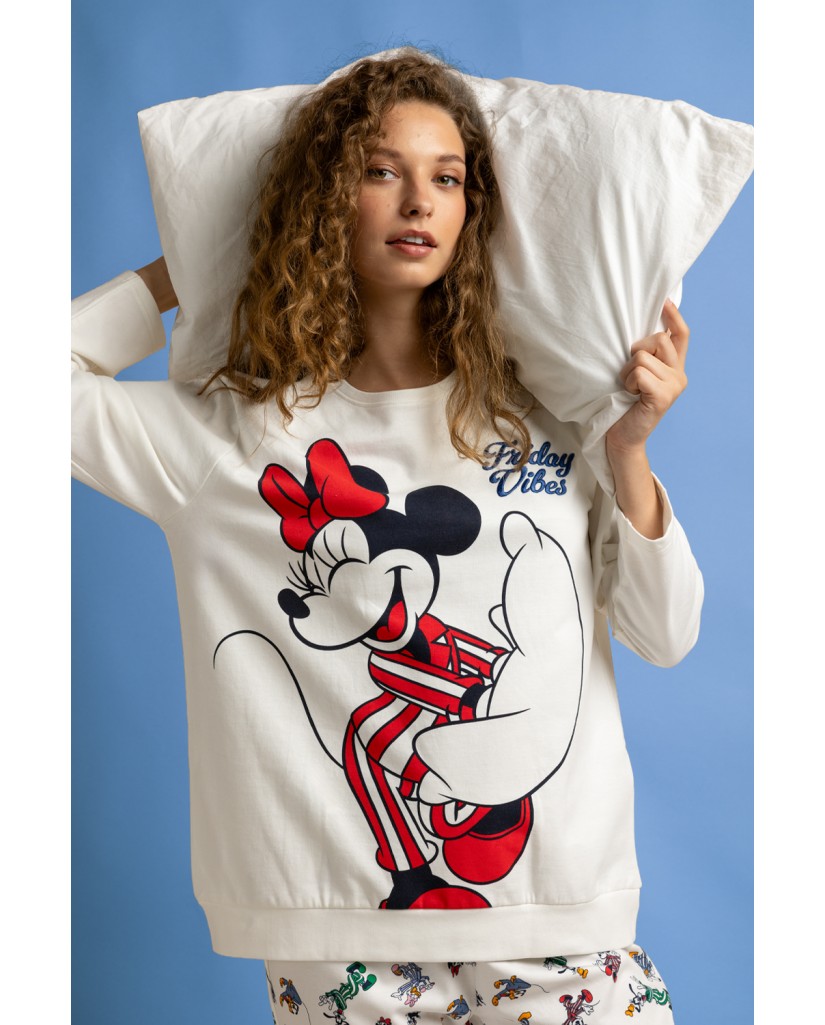 64665-0 Pijama mujer manga larga Minnie Friday Vibes