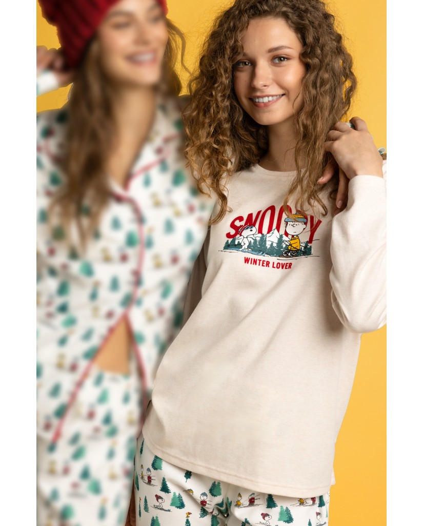 64990-0 Pijama mujer manga larga Snoopy Mountain