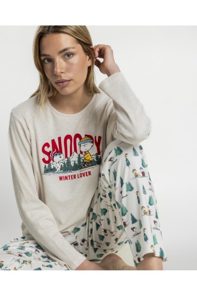 64990-0 Pijama mujer manga larga Snoopy Mountain