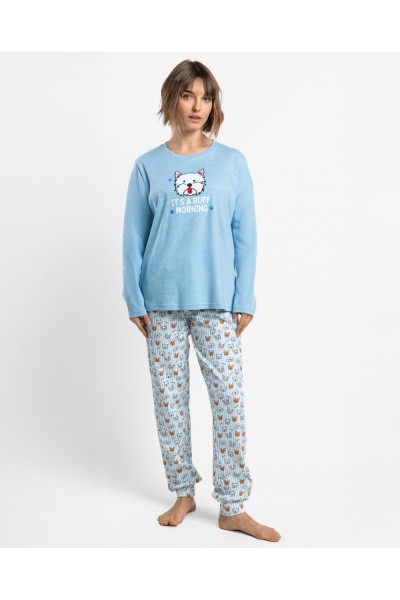 64598-0 Pijama mujer manga larga Ruff Morning