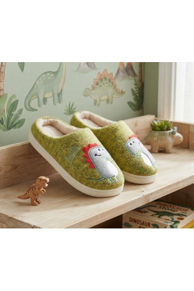 FJA19-2064B Zapatillas de estar por casa verde Dino