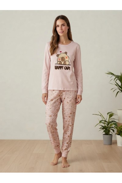 D855 Pijama mujer afelpado Happy Capi