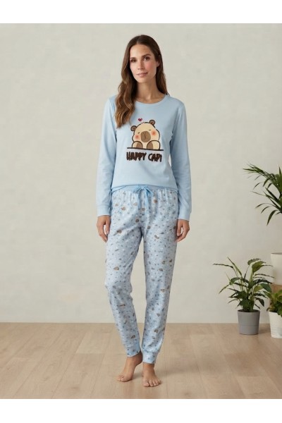 D855 Pijama mujer afelpado Happy Capi