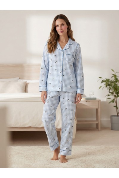 D860 PIJAMA MUJER ABIERTO AFELPADO OVEJAS