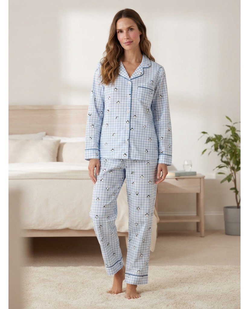 D860 PIJAMA MUJER ABIERTO AFELPADO OVEJAS