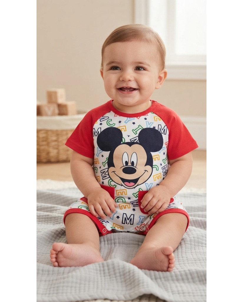 2200007723 Pelele bebé manga corta Mickey Mouse letras