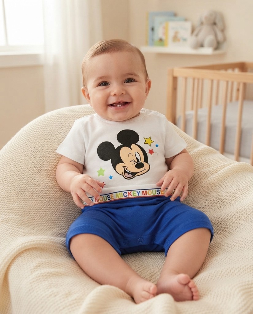 9704 Pelele bebé manga corta Mickey Mouse