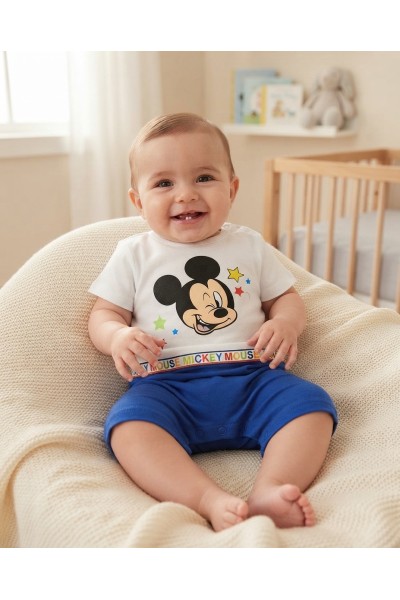 9704 Pelele bebé manga corta Mickey Mouse