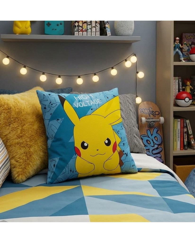 1028 Cojin cuadrado azul Pikachu