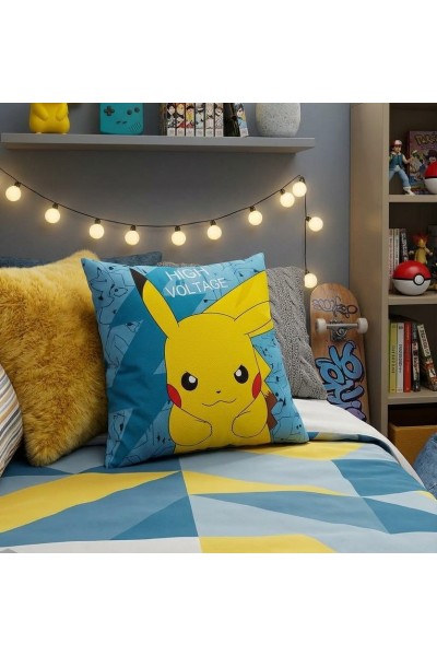 1028 Cojin cuadrado azul Pikachu