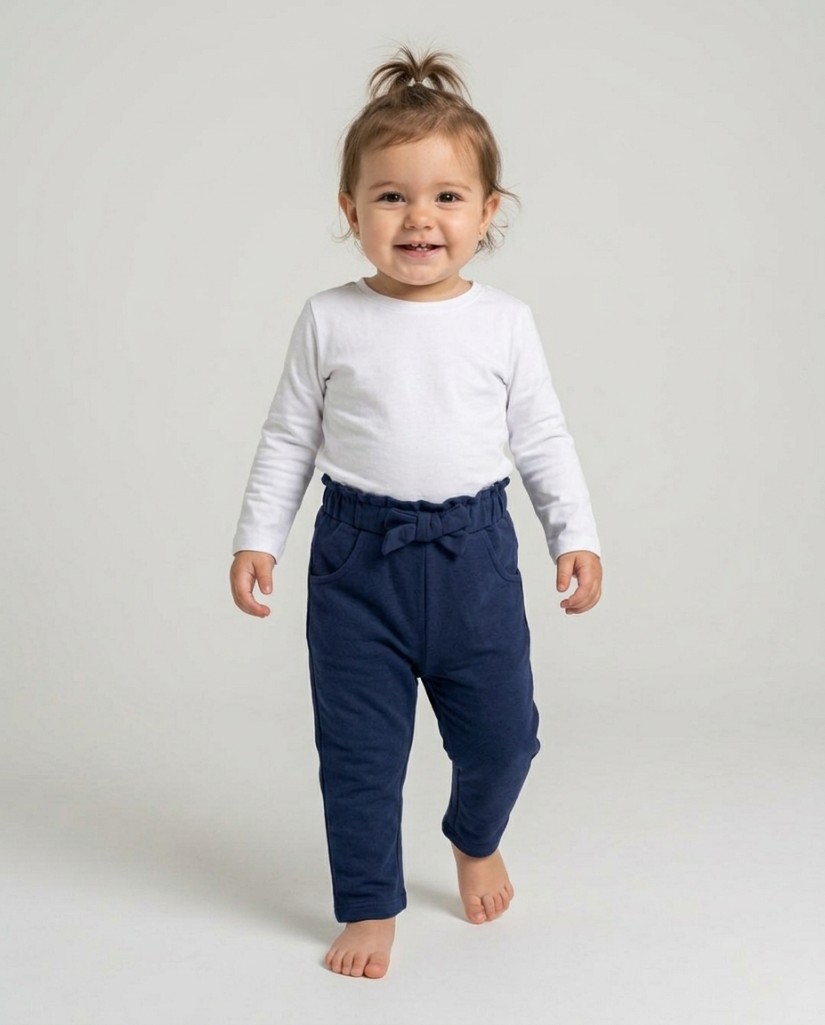O56362-35GRA1 Pantalon jogging niña lazo Marino