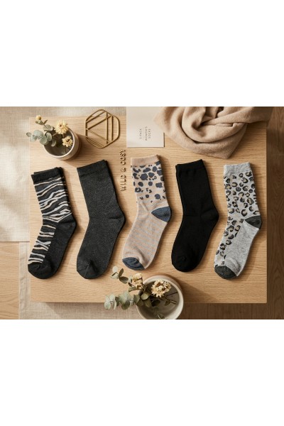 EHW2634 Pack 5 Calcetines de mujer Wild & Cosy