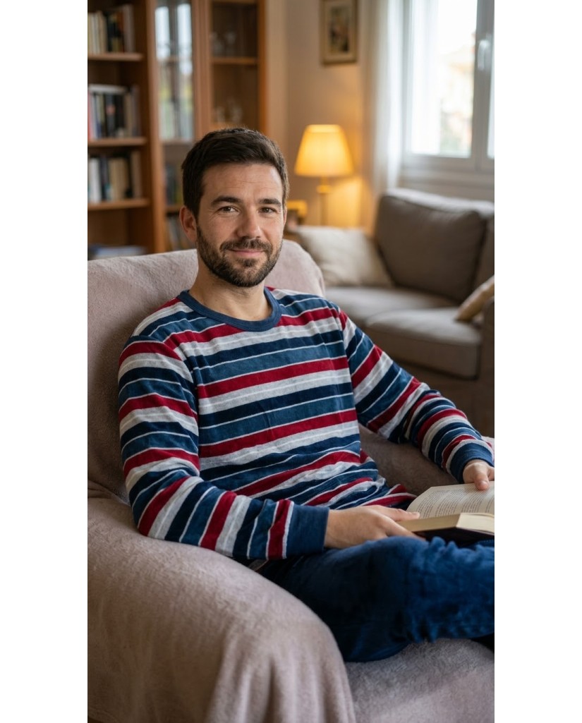 26024 Pijama hombre manga larga terciopelo rayas