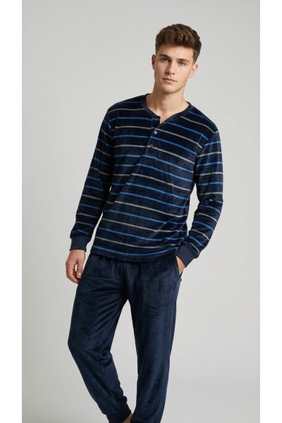 26023 Pijama hombre manga larga terciopelo