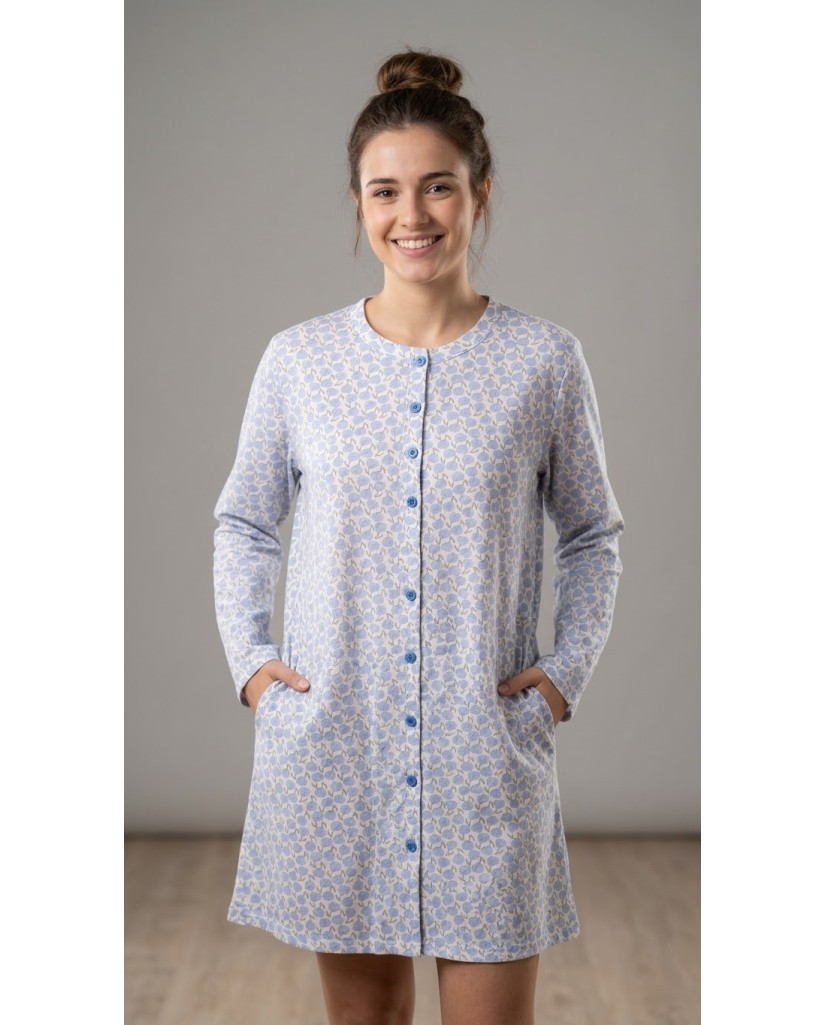 26030 Camisón mujer manga larga flores lilas