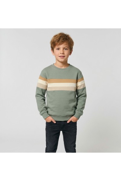 O56158-1GRA Sudadera niño verde rayas