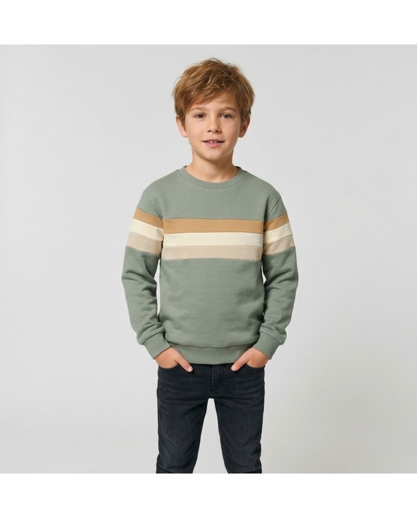 O56158-1GRA Sudadera niño verde rayas
