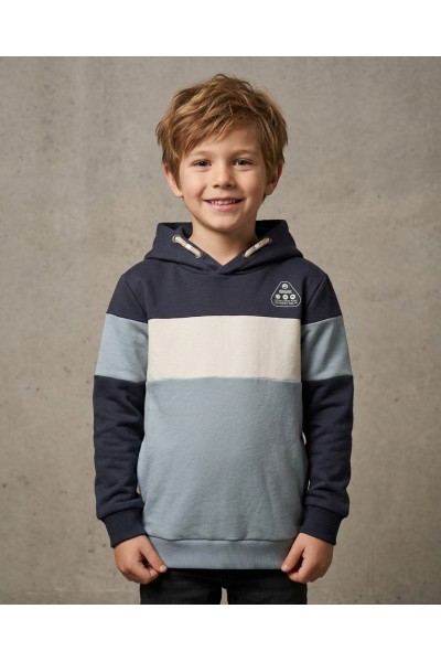 O56221-1GRA Sudadera niño capucha Azul