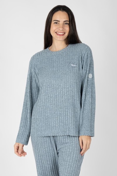 M26208 PIJAMA MUJER VELVET LISTADO TEXTURA