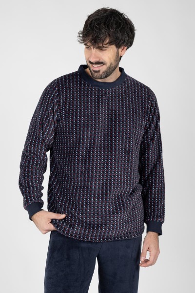 M26115 PIJAMA HOMBRE MUNFLÓN GEOMÉTRICO TRICOLOR