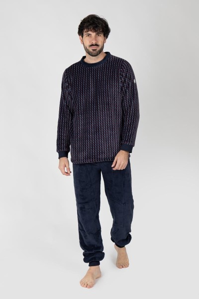 M26115 PIJAMA HOMBRE MUNFLÓN GEOMÉTRICO TRICOLOR