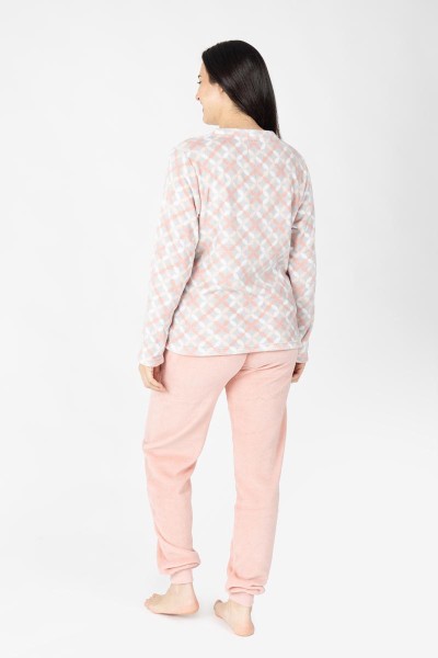 M26226 PIJAMA MUJER CORALINA GEOMETRICO SALMON