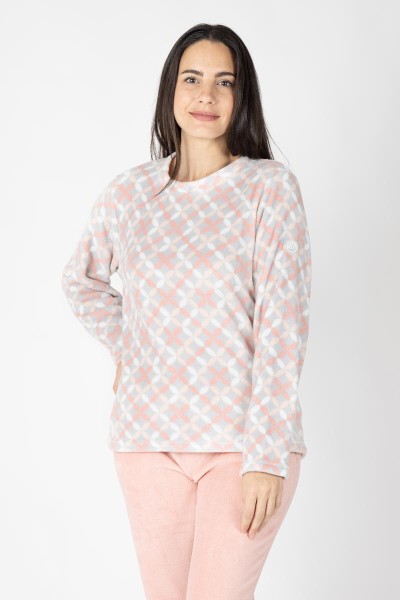 M26226 PIJAMA MUJER CORALINA GEOMETRICO SALMON