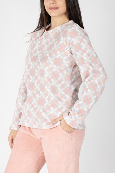 M26226 PIJAMA MUJER CORALINA GEOMETRICO SALMON