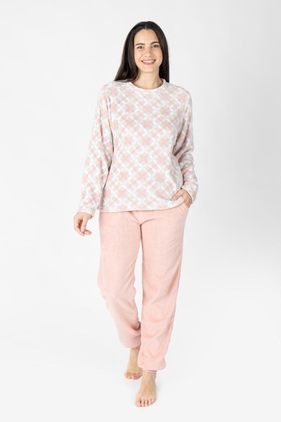 M26226 PIJAMA MUJER CORALINA GEOMETRICO SALMON