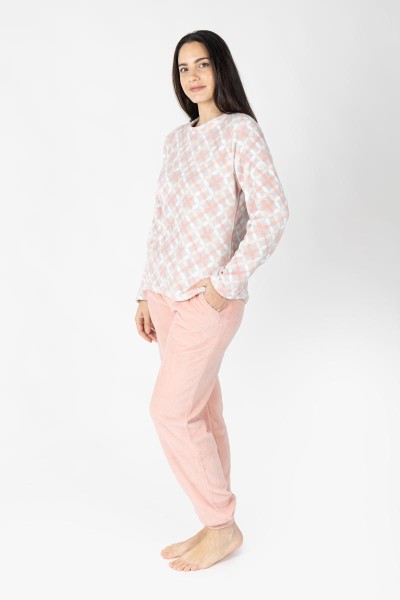 M26226 PIJAMA MUJER CORALINA GEOMETRICO SALMON
