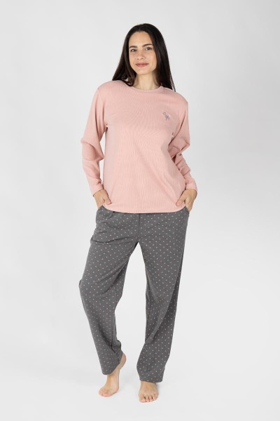 M26207 PIJAMA MUJER VELVET LISTADO HEARTS